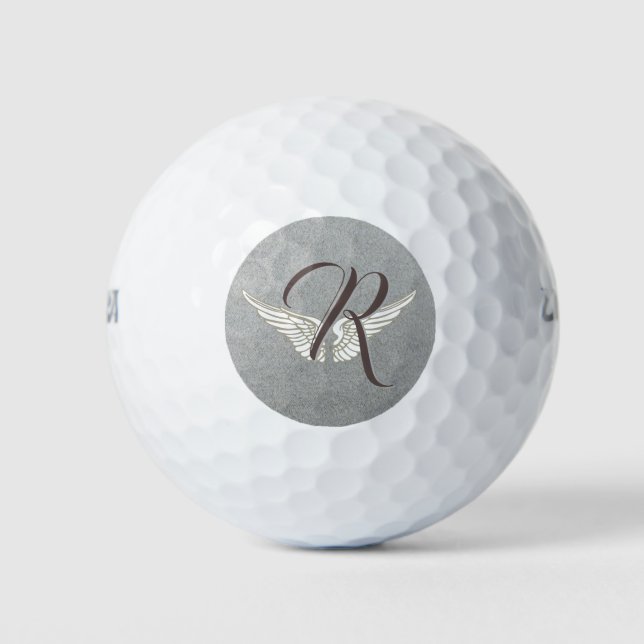 Monograma personalizado con alas bolas de golf (Anverso)