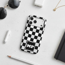 Monograma Personalizado Cuadro Negro y Blanco Vint