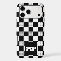 Monograma Personalizado Cuadro Negro y Blanco Vint