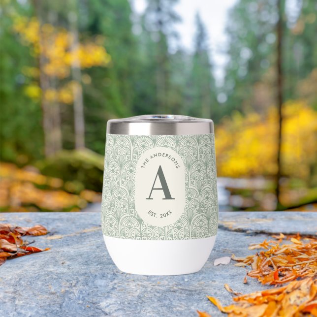 Monograma personalizado de apellido familiar Verde (Al aire libre (girado))