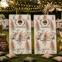 Monograma personalizado de boda boho pampas