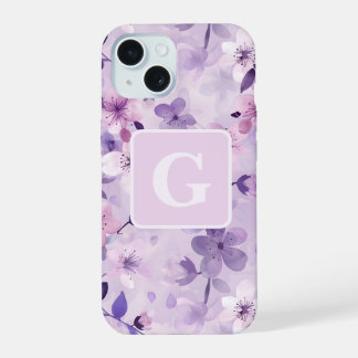 Monograma personalizado de cerezos morados