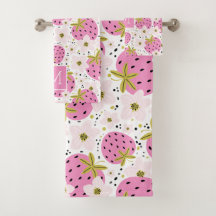 Monograma Personalizado de fresas rosadas