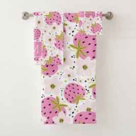 Monograma Personalizado de fresas rosadas