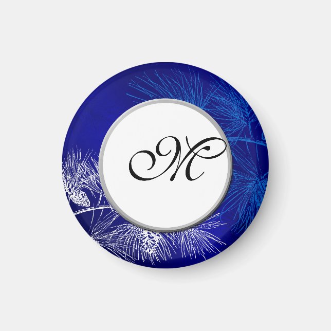 Monograma Personalizado de invierno blanco imanes (Frente)