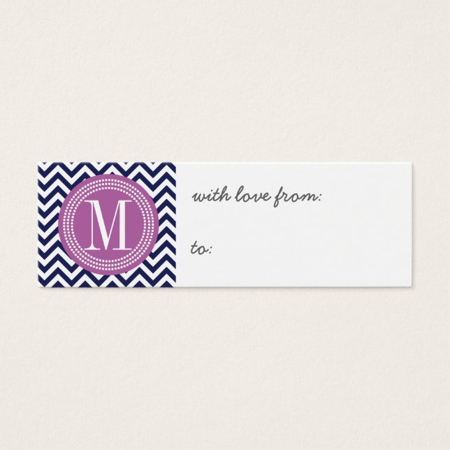 Monograma personalizado de Navy Chevron Zigzag (Frente)