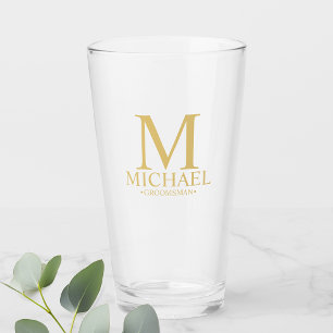 Monograma personalizado de oro y Groomsman de nomb