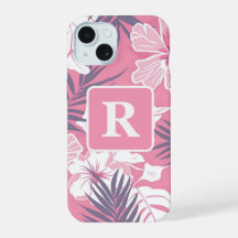 Monograma personalizado del hibisco rosa tropical