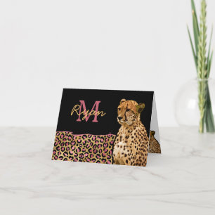Monograma personalizado del leopardo de oro rosa C