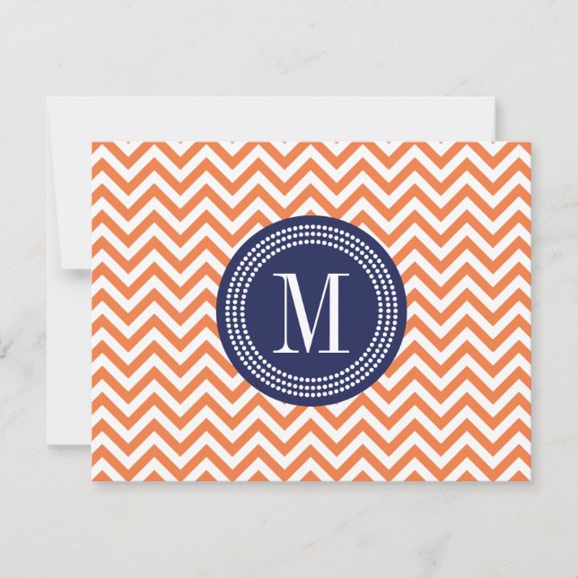Monograma personalizado del naranja Chevron Zigzag (Anverso)