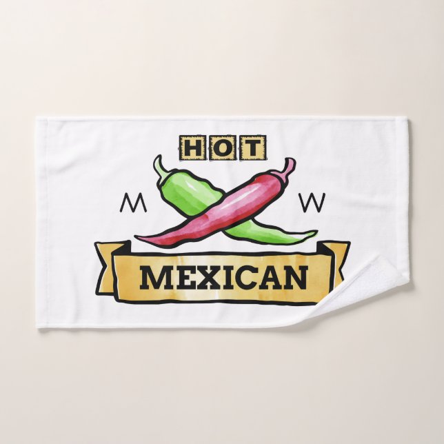 Monograma personalizado mexicano caliente y toalla (Toalla de mano)