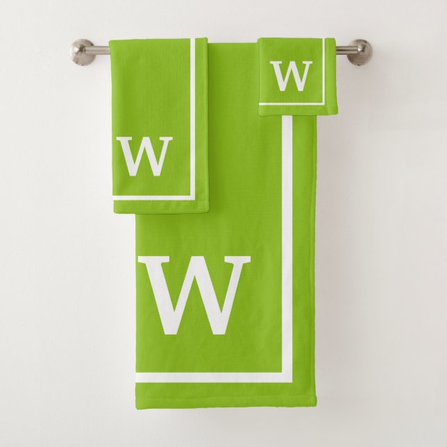 monograma personalizado moderno verde blanco (In situ)