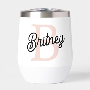 Monograma personalizado moderno y nombre Pastel ro