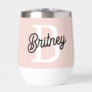 Monograma personalizado moderno y nombre Pastel ro