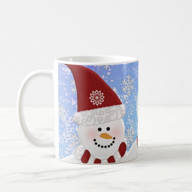 Monograma personalizado: Taza del muñeco de nieve (Izquierda)