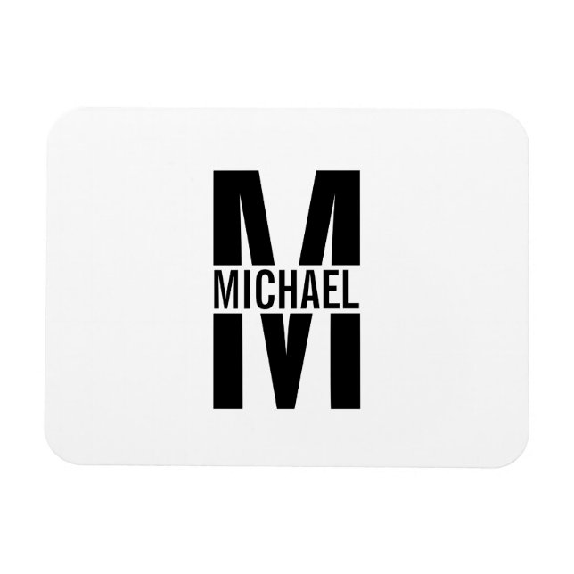 Monograma personalizado y imán de nombres (Horizontal)