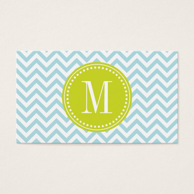 Monograma personalizado Zigzag Chevron azul claro (Frente)