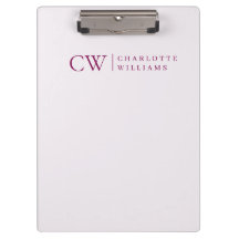 Monograma Portapapeles inicial rosado personalizad