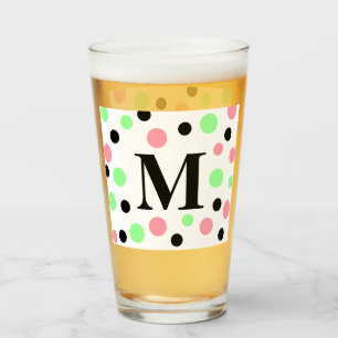Monograma puntos de Polka Negro Verde Rosa