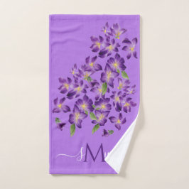 Monograma púrpura de violetas florales elegantes