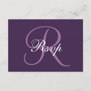 Monograma púrpura   Tarjeta RSVP de boda elegante