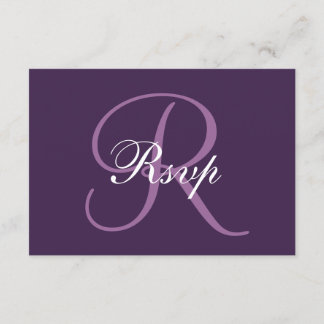 Monograma púrpura | Tarjeta RSVP de boda elegante
