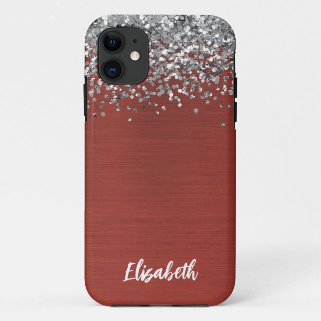 Monograma Purpurina de espuma de plata Girly Funda (Reverso)