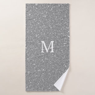 Monograma Purpurina gris Nombre personalizado inic