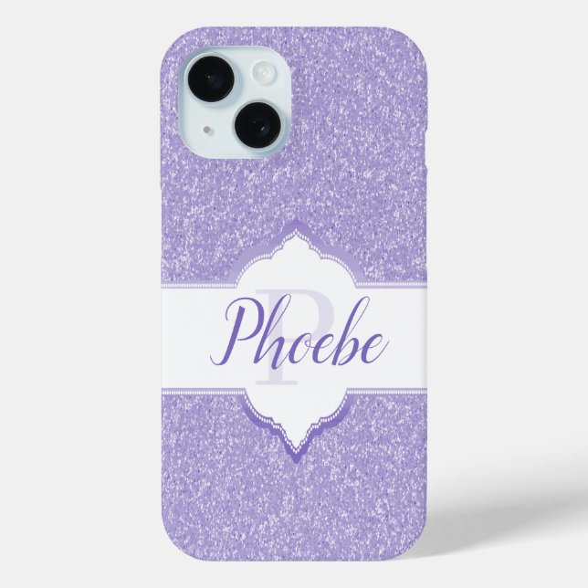 Monograma Purpurina morado Samsung Galaxy Funda (Reverso )