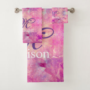 monograma purpurina oscuro con fucsia rosa brillan