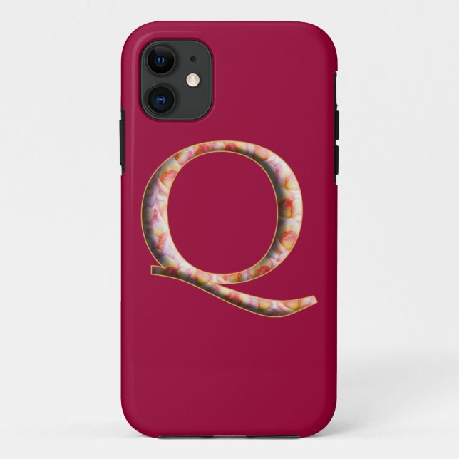 Monograma Q en Rosas Patrón Iphone 5 Funda (Reverso)