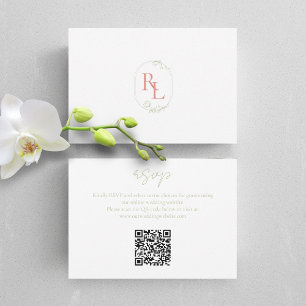 Monograma QR de floración blanca verde coral RSVP