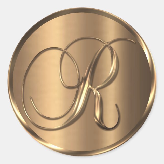 Monograma R Sello para sobres de bronce no METÁLIC (Anverso)