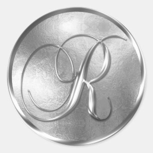 Monograma R Sello para sobres plateado no METÁLICO