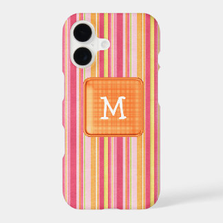 Monograma rayado rosado y naranja