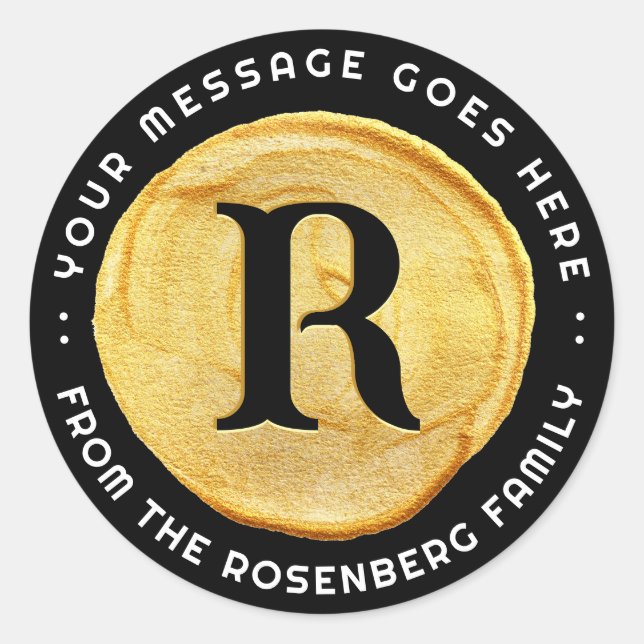 Monograma real de sellos de oro Purim sobre negro (Anverso)