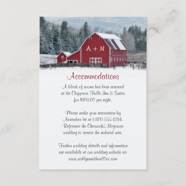 Monograma Red Barn en Tarjeta de Alojamiento de Bo (Anverso)