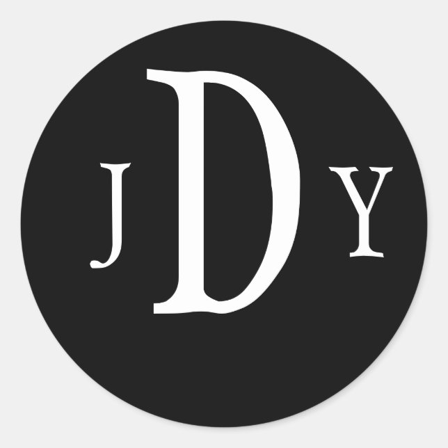 Monograma redondo Pegatina Preppy (Anverso)