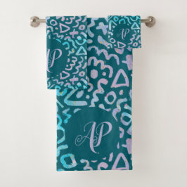 Monograma retro verde geométrico