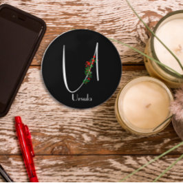 Monograma rojo acuarela Cargador inalámbrico U