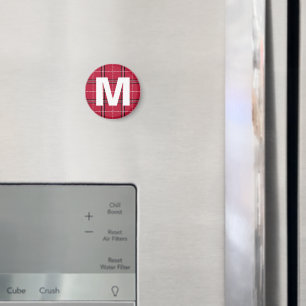 Monograma rojo con letra inicial imán de arte para