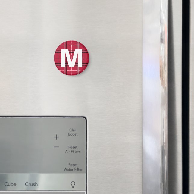 Monograma rojo con letra inicial imán de arte para (In situ (nevera))