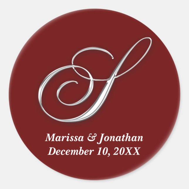 Monograma rojo del vino S inicial sello de prefere (Anverso)