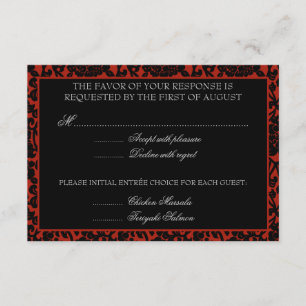 Monograma rojo y negro floral gótico de RSVP del