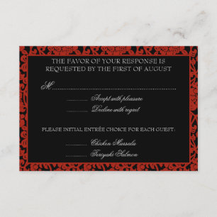 Monograma rojo y negro floral gótico de RSVP del