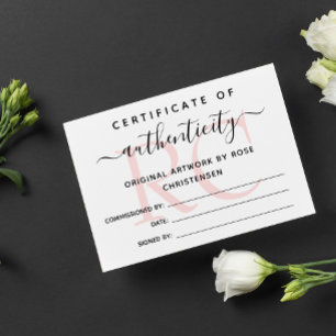 Monograma rosa Certificado de autenticidad más gra