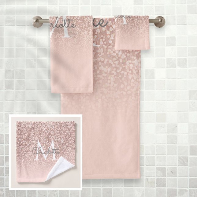 Monograma rosa con brillo dorado rosado (Subido por el creador)