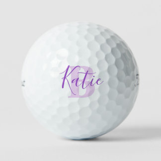 Monograma rosa de golf nombre pelotas de golf mora