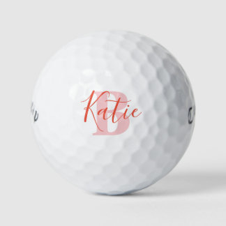 Monograma rosa rojo Golf Denominación inicial Bola