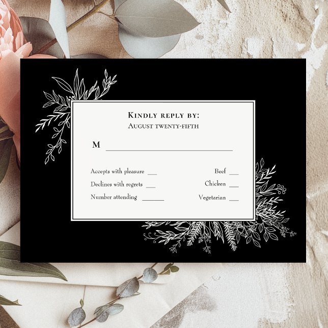 Monograma RSVP Boda de verde blanco y negro (Subido por el creador)